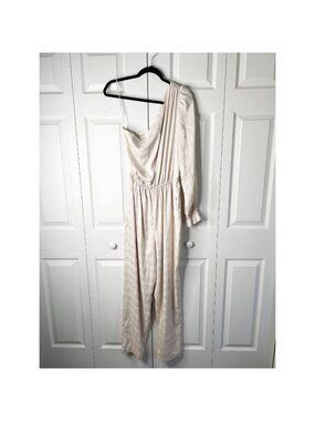 Love, Whit Ivory White One Shoulder Asymmetrical Jumpsuit Women's Size 12